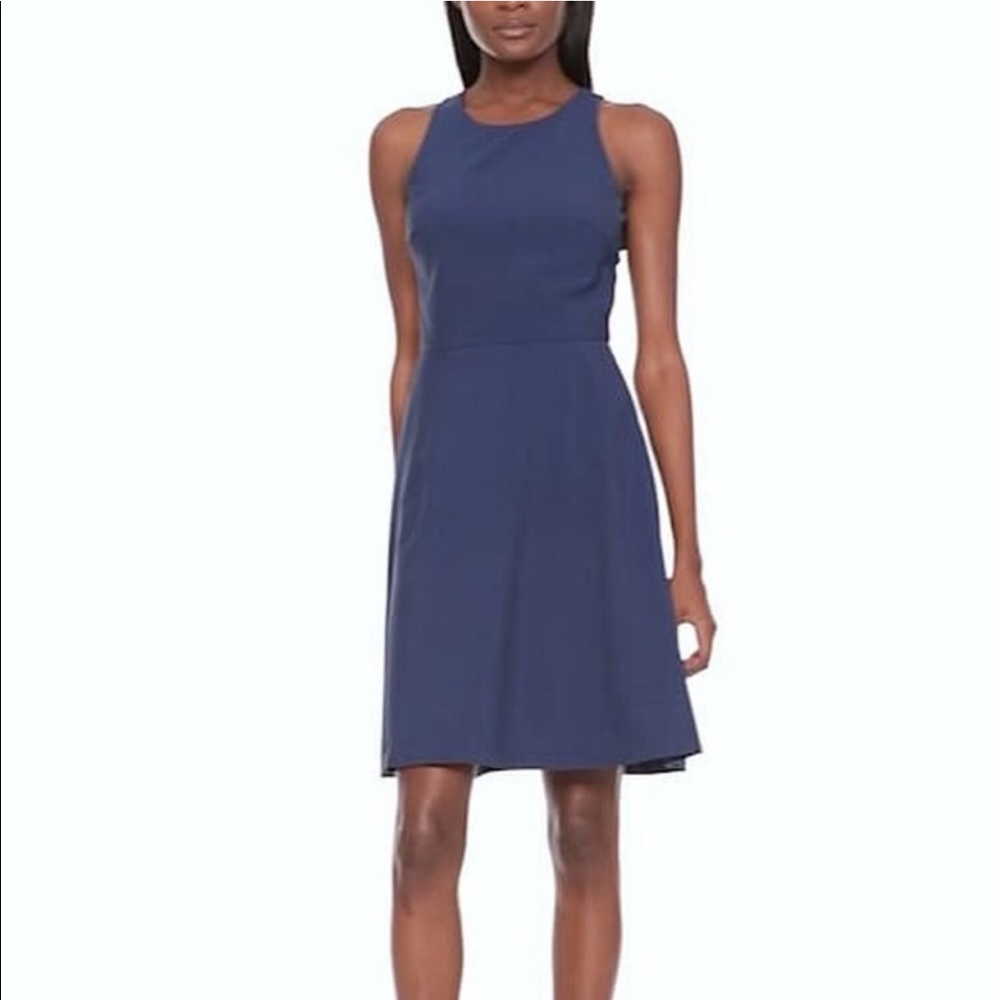 NWT Banana Republic Plaid Wool Blend Flare Dress 0